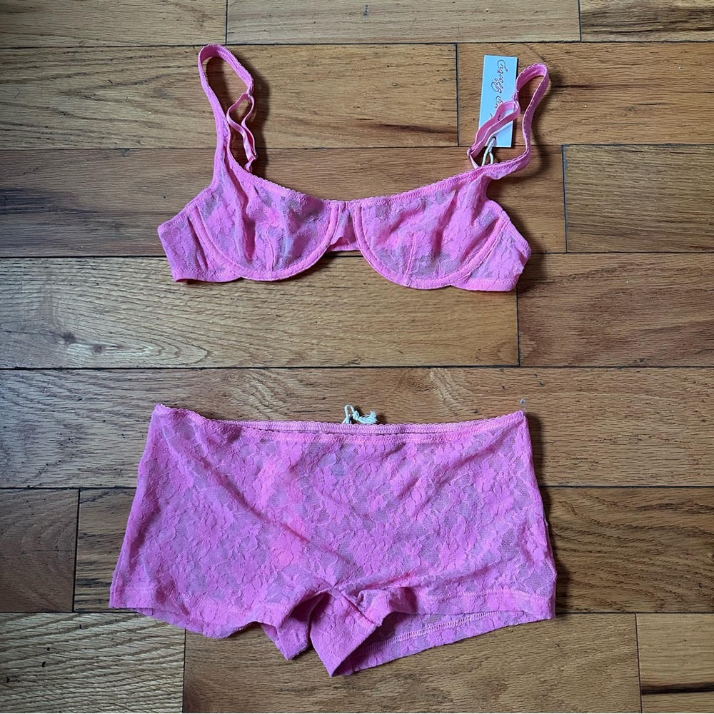 Fruity Booty pink lace set, S/M